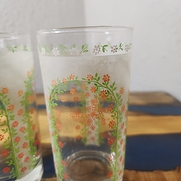 Libbey Floral Butterfly Glasses - Set of 3 - Picture 3 of 5